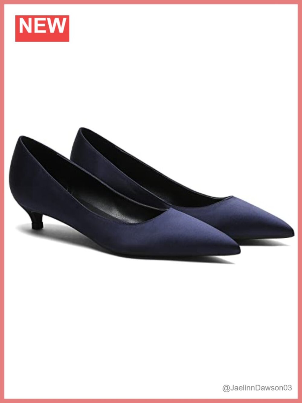 Women's Low Kitten Heel Pumps Pointed Toe Satin Slip On Dress Shoes